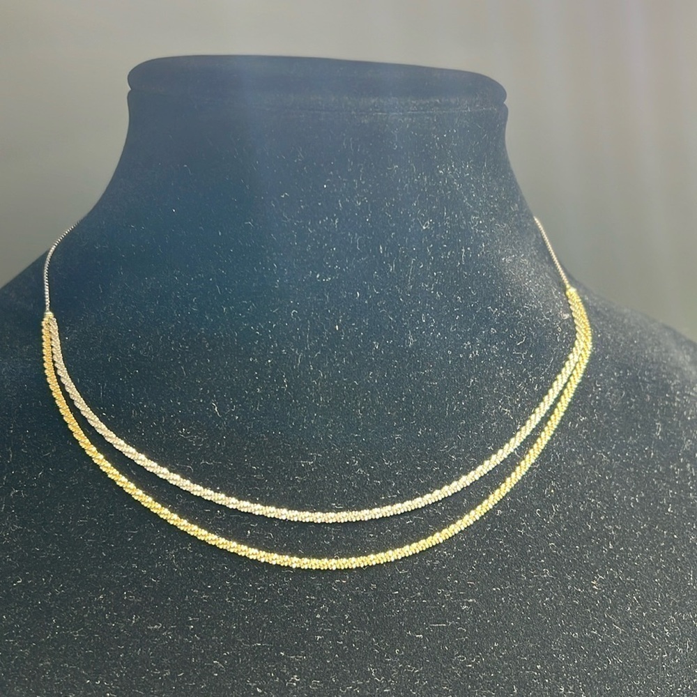 Lana 14K Yellow and White Gold Double Strand Tiered Chain Necklace